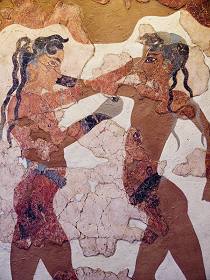 Frescoes at Akrotiri, Santorini Frescoes at Akrotiri, Santorini